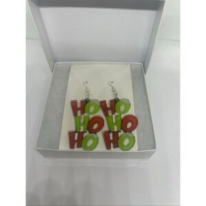🎄 HO HO HO Christmas Dangle Earrings – Festive Holiday Jewelry
